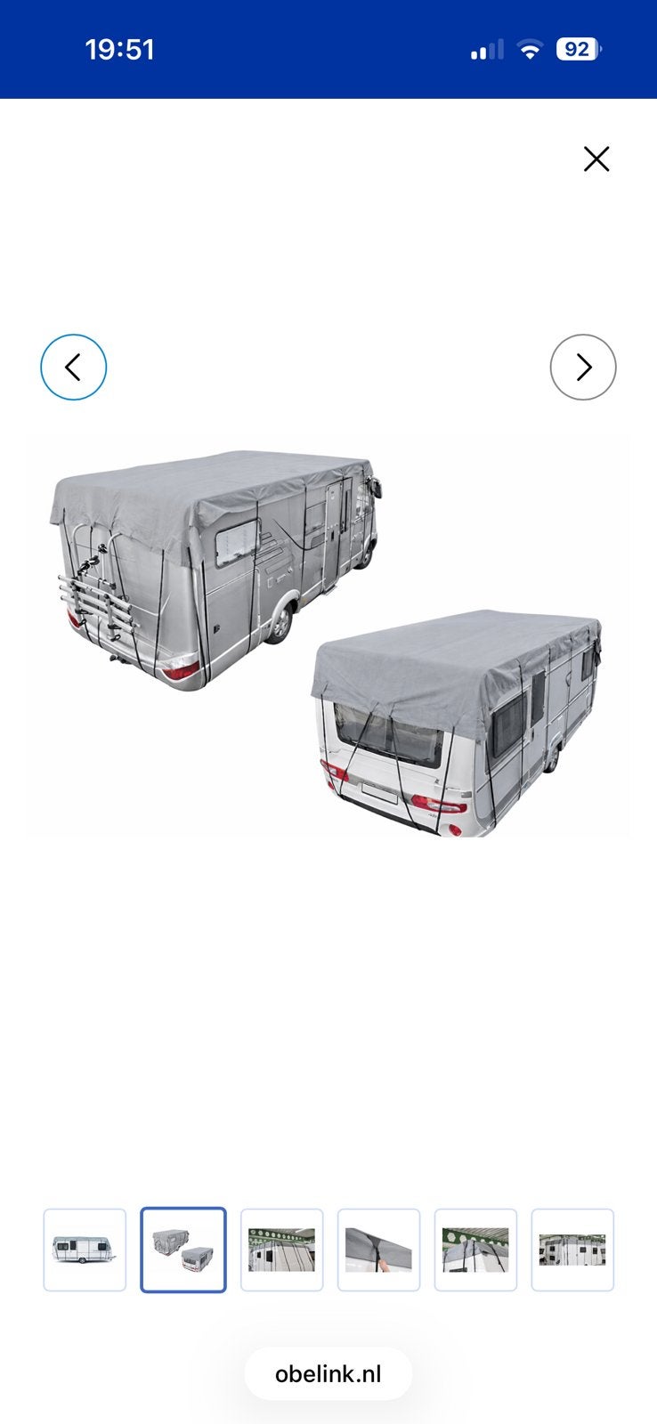 Dakhoes voor een caravan of camper 5 meter incl. spanbanden, Ophalen, Zo goed als nieuw