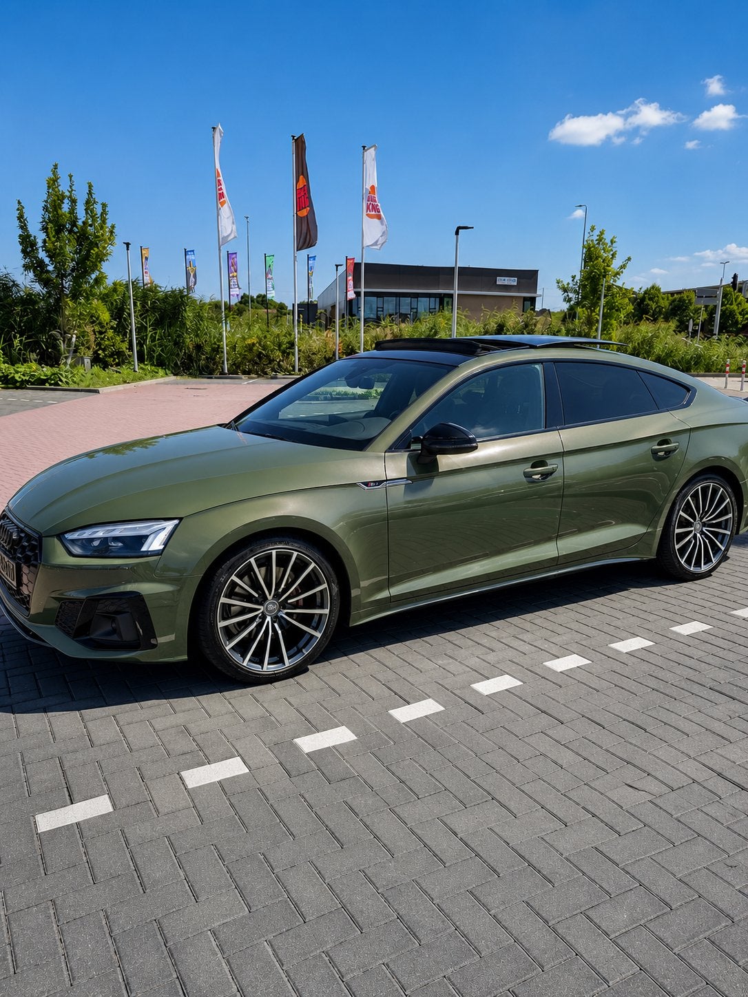 Audi A5 Tfsi 3* S-line 266pk Mhev S Tronic 2020 Groen, Auto's, Audi, 15 km/l, 4 cilinders, 1984 cc, Alcantara