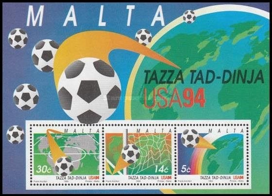 MALTA 1994 W.K. Voetbal Blokje, Michel: B-14, Postfris., Verzenden, Postfris, Sport