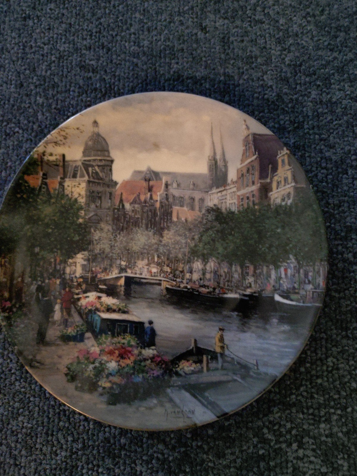 Mosa sierbord "De Amsterdamse Bloemengracht" Koos van Loon, Ophalen of Verzenden