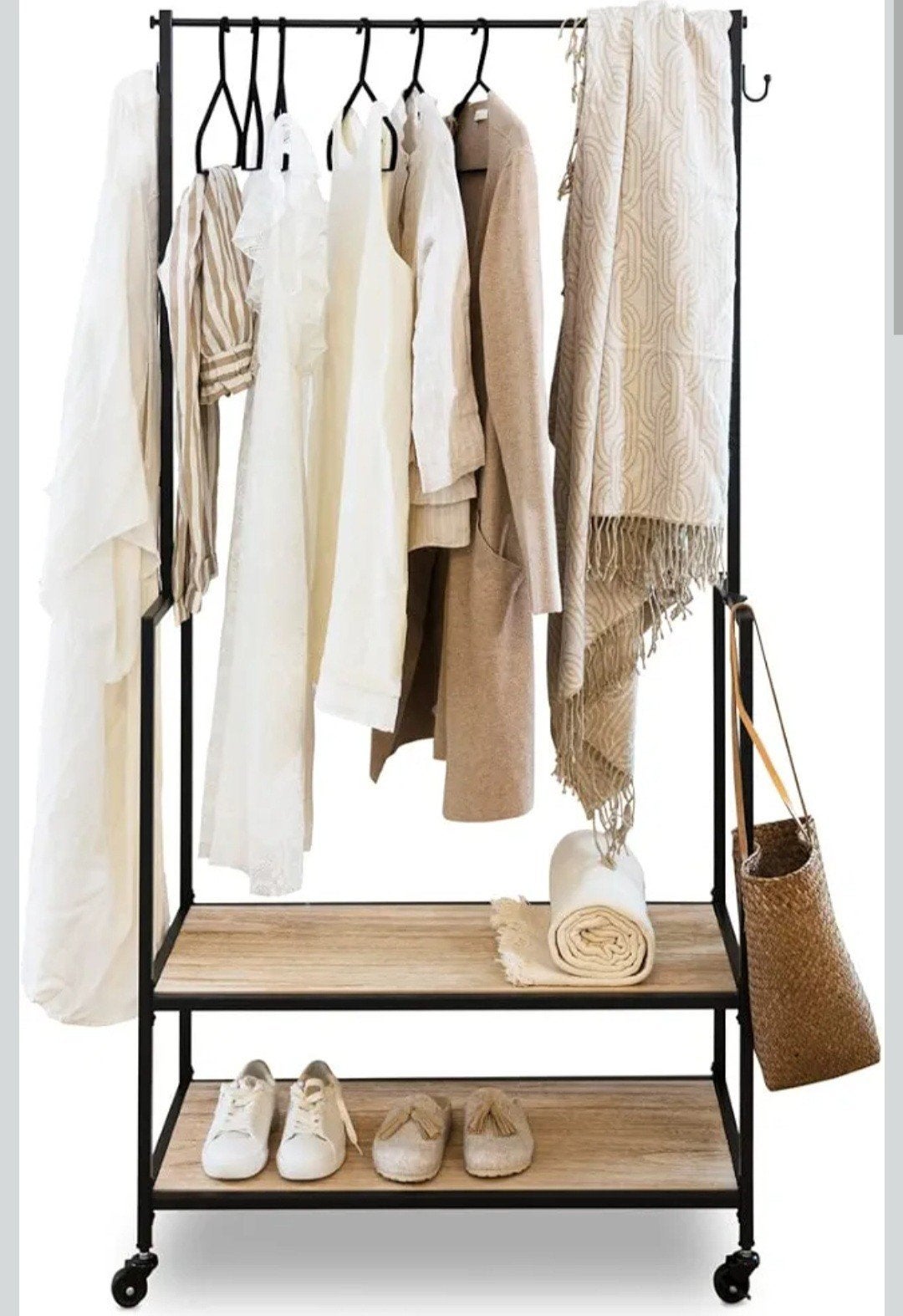 Kledingrek hout/metaal, Kleding | Dames, Ophalen, Met wielen, Zo goed als nieuw