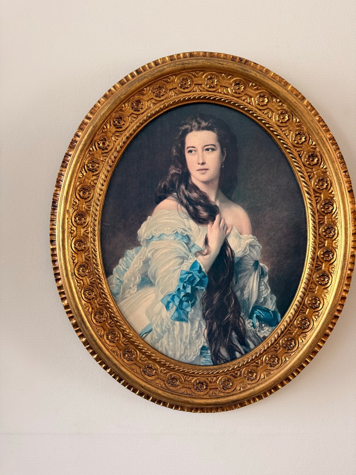 Ovaal portret van een dame in klassieke stijl, Doek, Portret of Personen, Ophalen of Verzenden, Klassiek