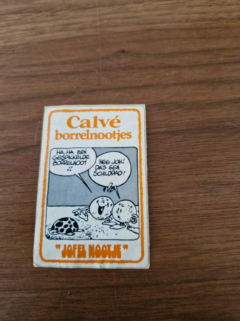 7400 Vintage Calvé Borrelnootjes Jofel Nootje Sticker, Ophalen of Verzenden, Gebruikt, Merk