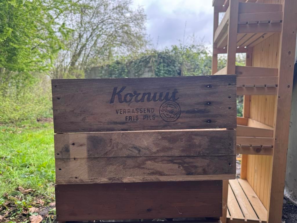 Houten kistje Kornuit bier, Ophalen of Verzenden, Gebruikt, Overige houtsoorten, Minder dan 50 cm