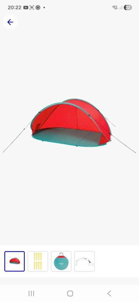 Crivit Strandtent / Zonnescherm - Rood/Turquoise, Ophalen, Gebruikt, Tot en met 2