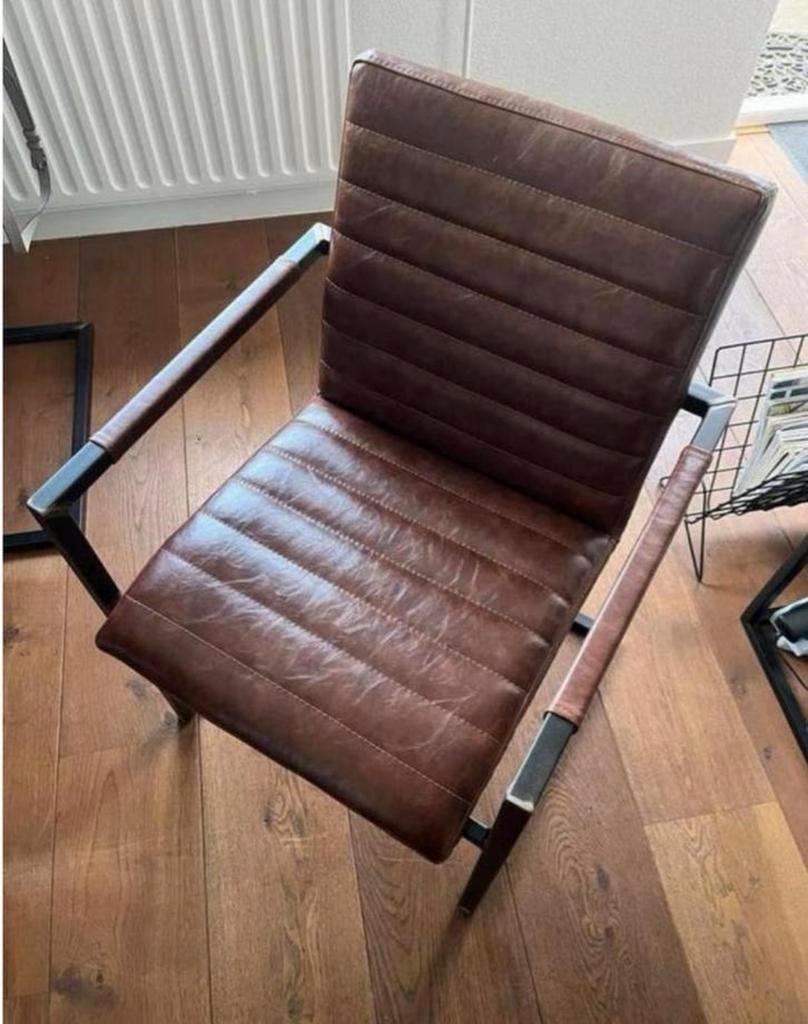 3 eetkamer stoelen lederlook goossens, Ophalen, Gebruikt, Bruin, Leer