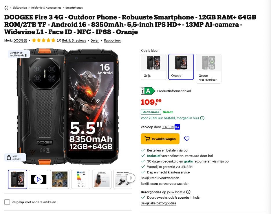 DOOGEE Fire 3 4G Outdoor Smartphone - Robuust & Krachtig, Telecommunicatie, Mobiele telefoons | Overige merken, Ophalen, Overige modellen