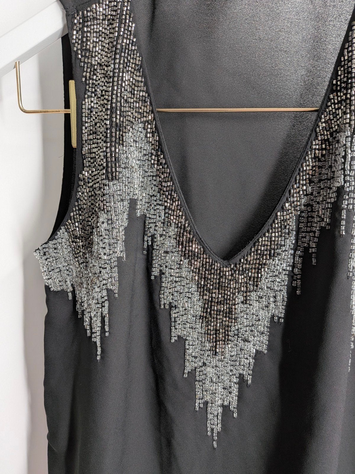 H&M Zwarte Top met Kralen - Maat 34 (XS), Kleding | Dames, Tops, H&M, Zwart, Ophalen of Verzenden, Zo goed als nieuw
