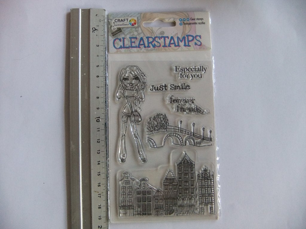 Clearstamps Craft Sensations - Meisje, Brug, Huizen, Verzenden, Nieuw, Overige thema's, Overige typen