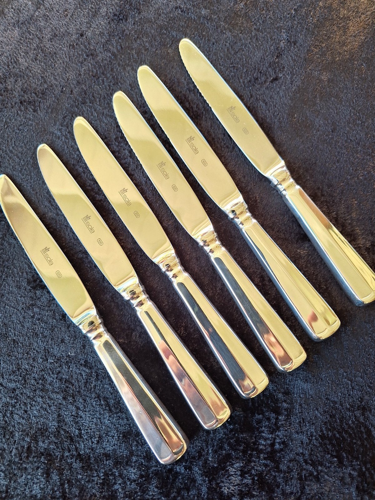 6x Sola Haags Lofje Verzilverde Ontbijtmessen 21 cm, Ophalen of Verzenden