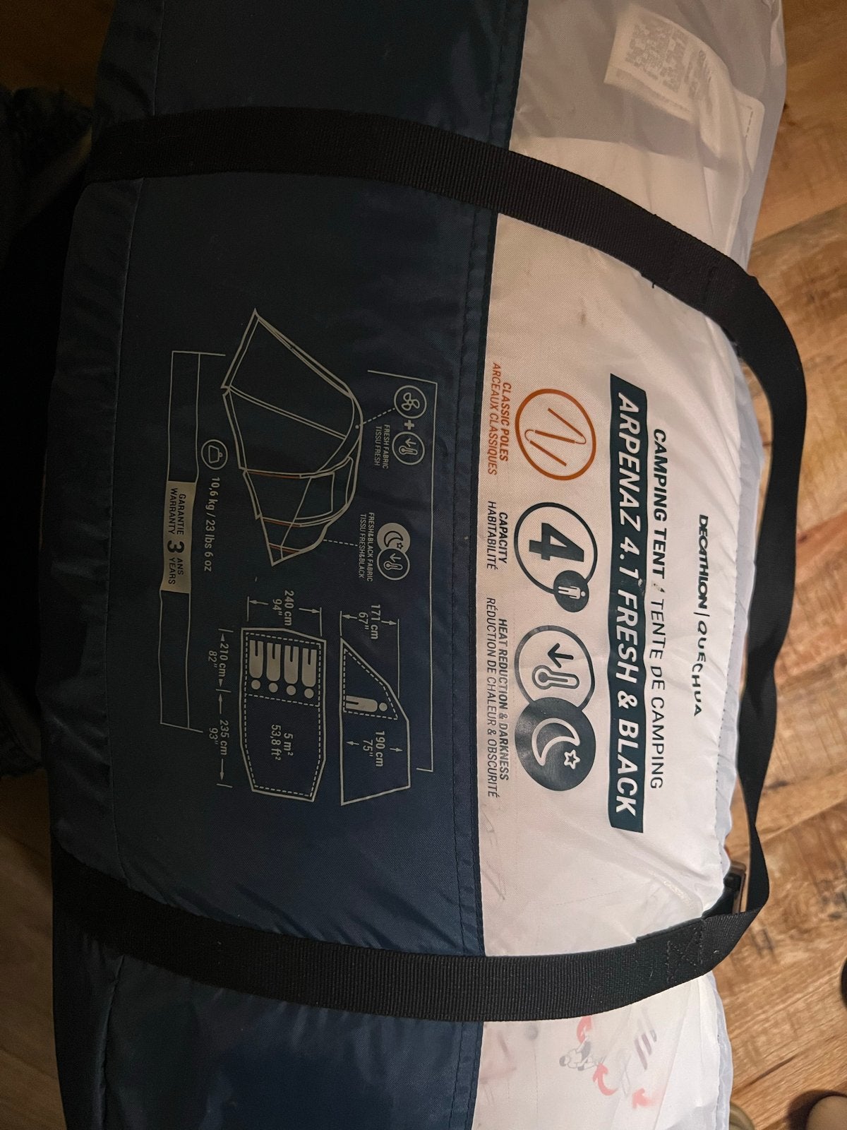 Quechua Arpenaz 4.1 Fresh & Black tent - 4 personen, Ophalen of Verzenden, Zo goed als nieuw, Tot en met 4
