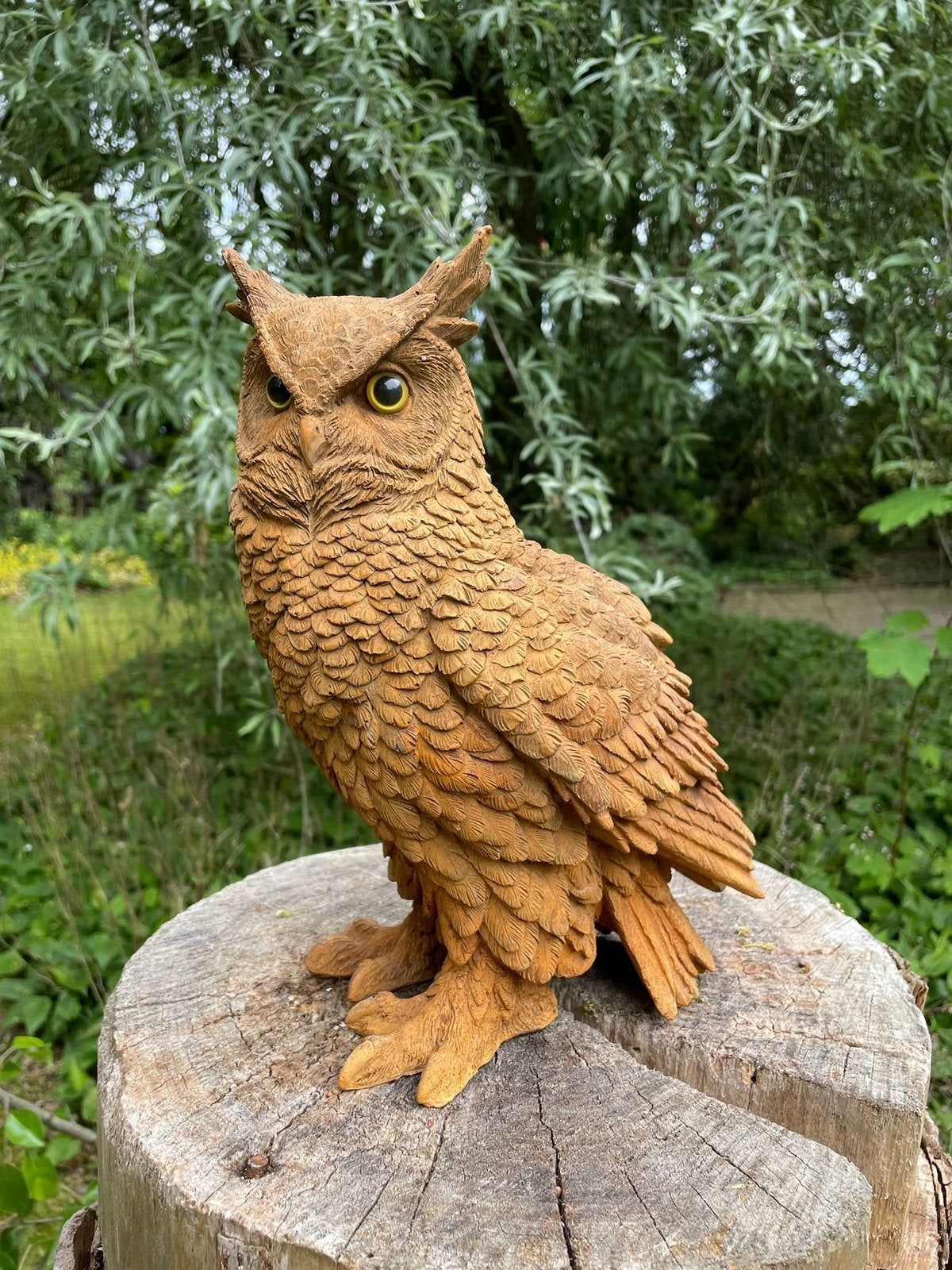 Uil oehoe beeld tuin bos natuur 28 cm, Ophalen of Verzenden, Nieuw, Kunststof, Dierenbeeld