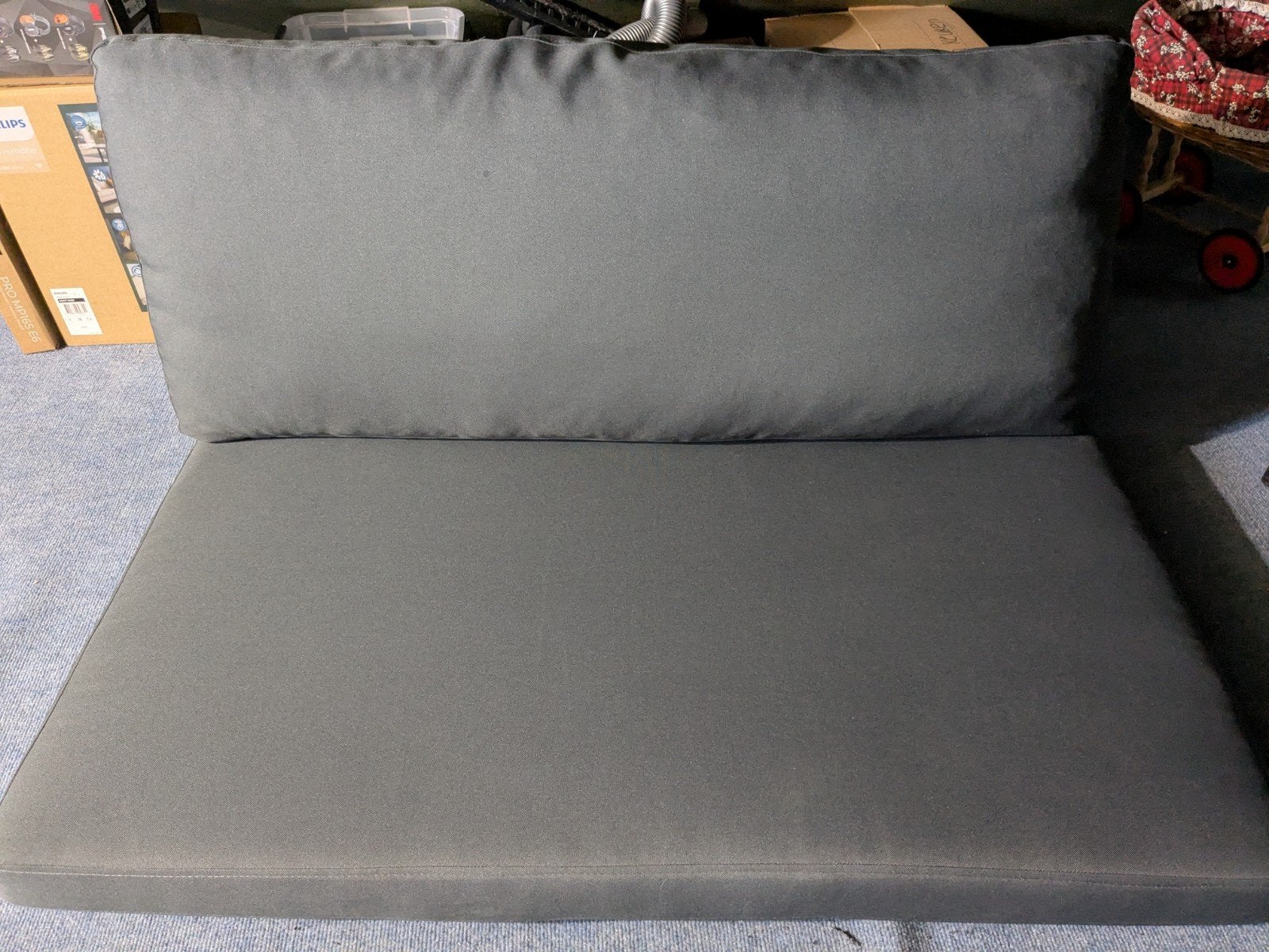 Grijze palletkussen met rugleuning - 120x80 cm, Modern, Comfortabel, Tweepersoons, 75 tot 100 cm, Ophalen of Verzenden