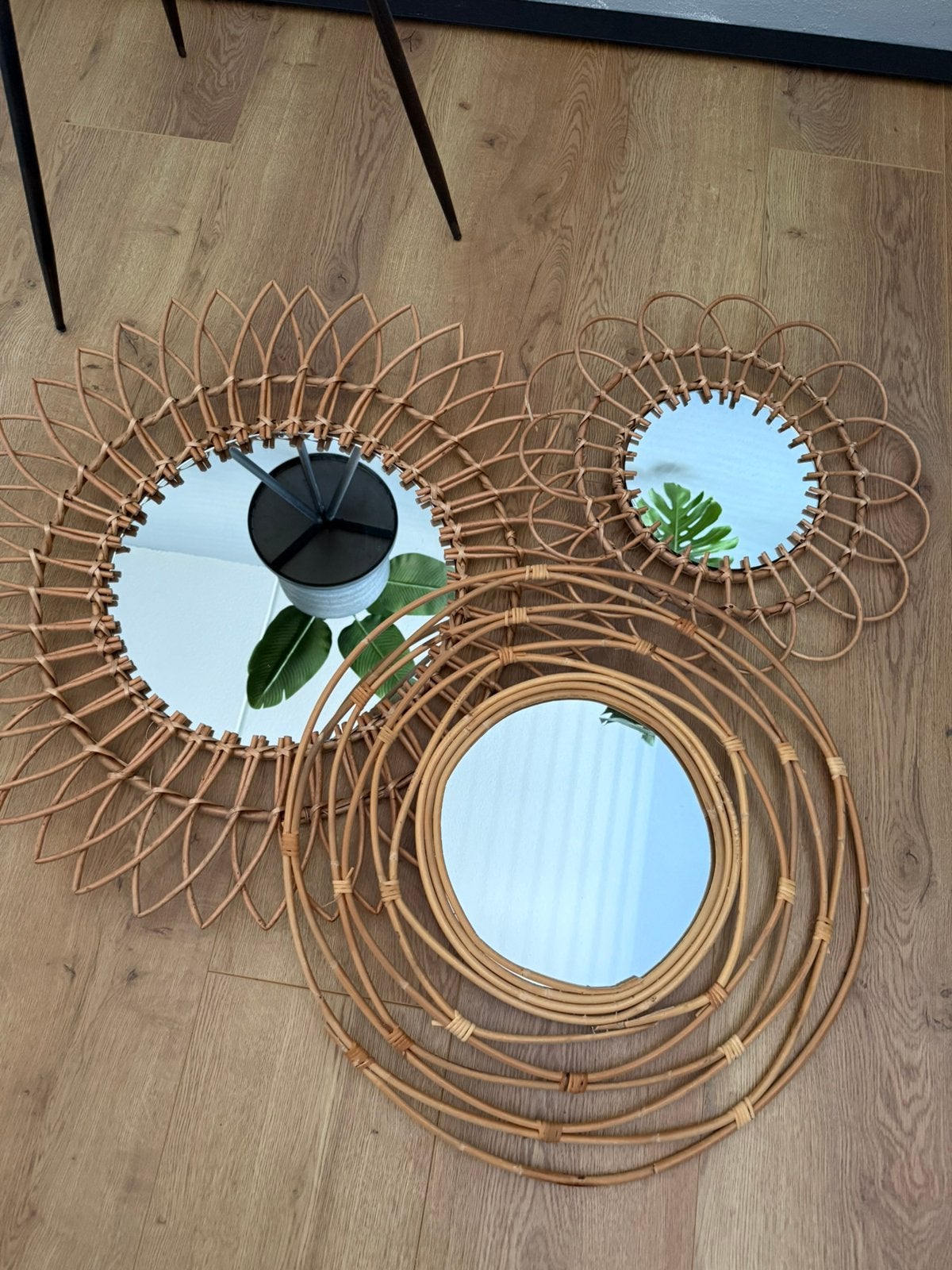 3 rotan spiegels, Ophalen, Minder dan 50 cm, Zo goed als nieuw, Minder dan 100 cm