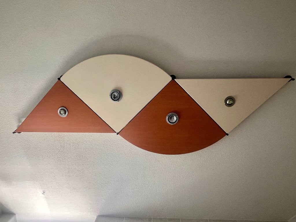 sierlijke wand- of plafond lamp/ ornament met 4 spotjes, Ophalen, Gebruikt, Hout
