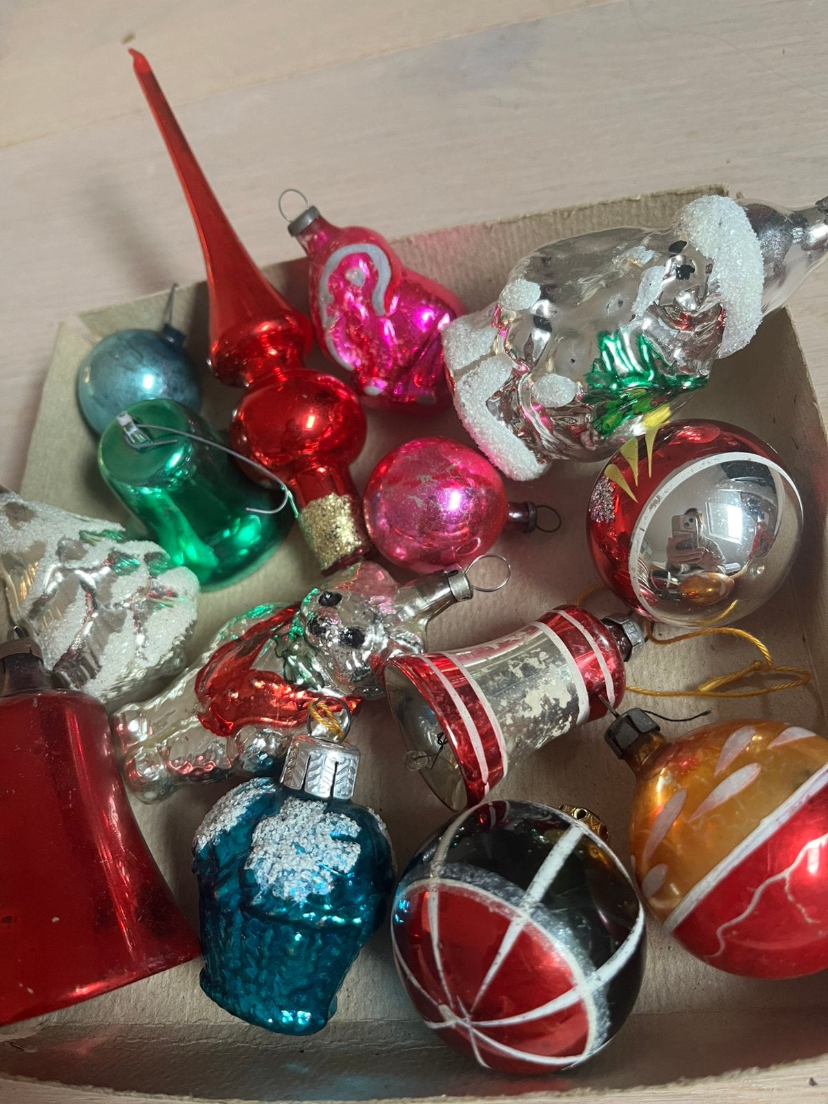 15 Antieke en oude kerstballen en piek, Diversen, Ophalen of Verzenden, Gebruikt