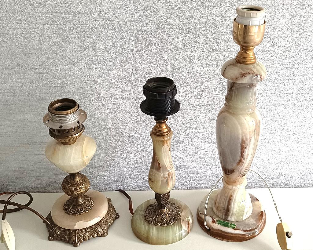 Onyx  lampenvoet -  3 originele lampenvoeten  - GAAF, Huis en Inrichting, Lampen | Tafellampen, Gebruikt, Overige materialen, Ophalen of Verzenden