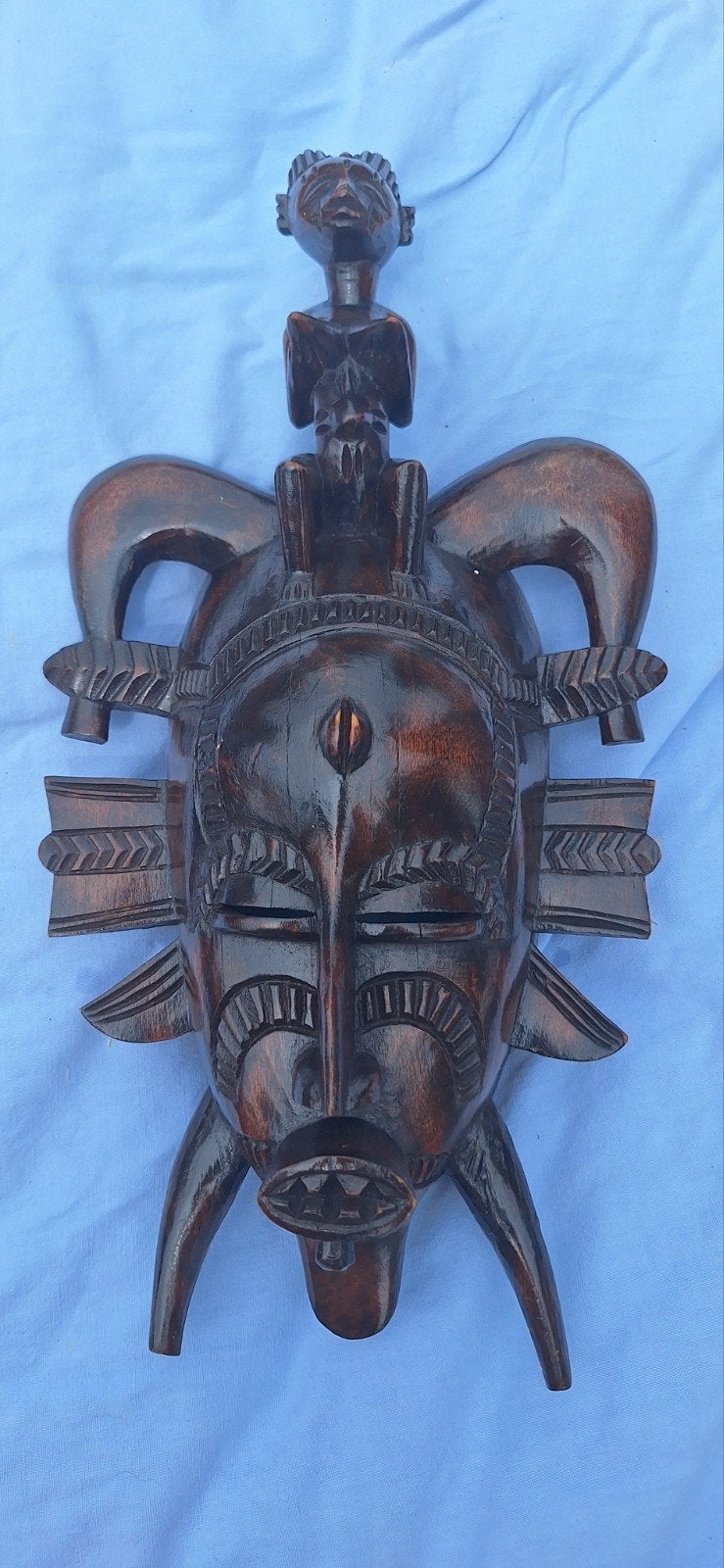 Handgesneden Afrikaans Masker - Houtsnijwerk, Antiek en Kunst, Kunst | Niet-Westerse kunst, Masker, Afrika, Hout, Bruin, Gesneden