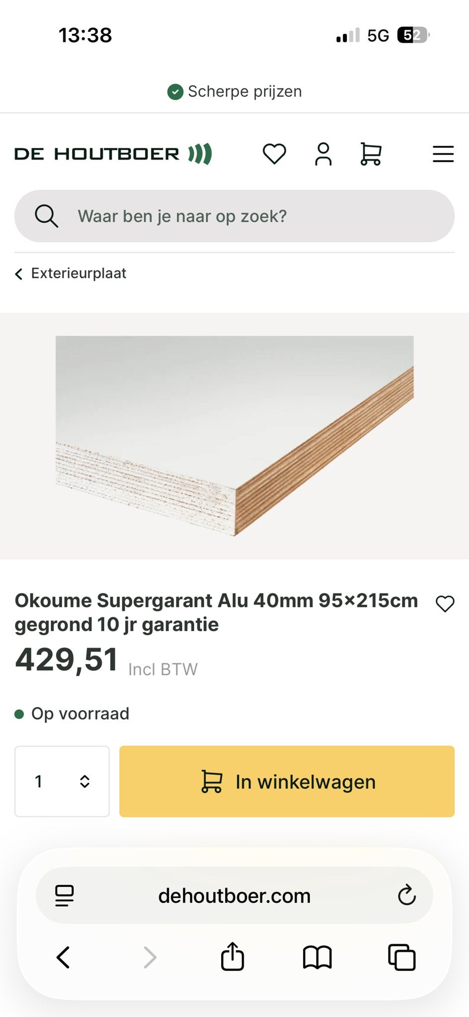 Reststukken Okoume Supergarant Alu 40mm, Ophalen, Gebruikt, Overige typen, 50 mm of meer