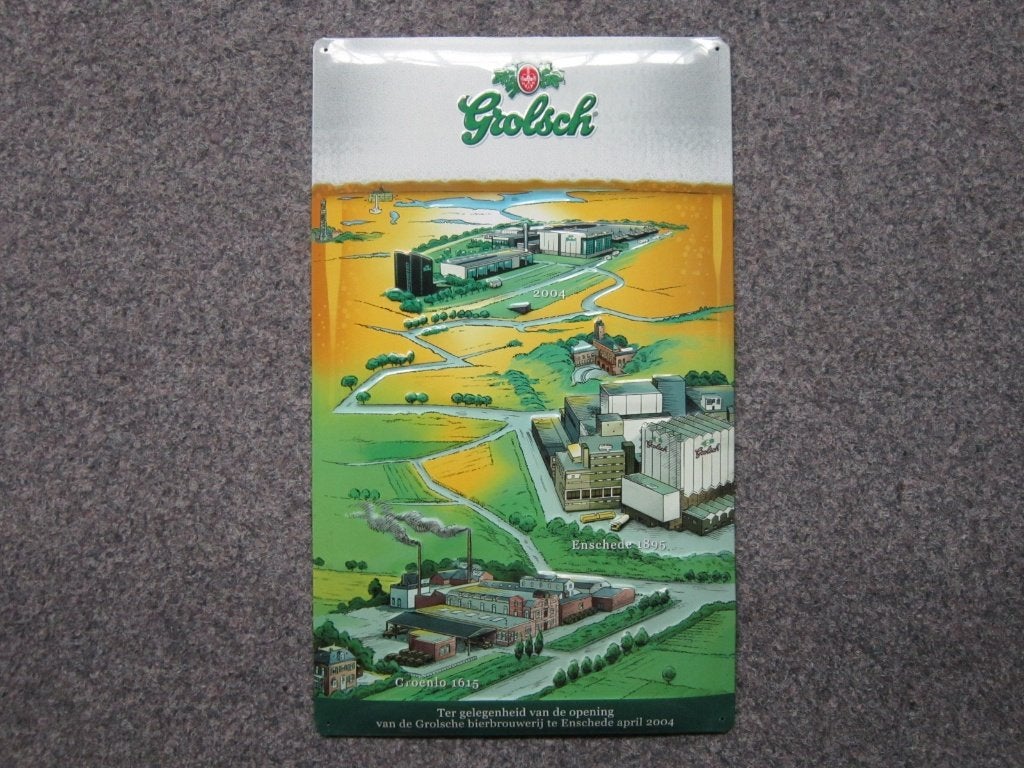 GROLSCH BLIKKEN RECLAMEBORD, Verzamelen, Ophalen, Zo goed als nieuw, Reclamebord, Plaat of Schild, Grolsch
