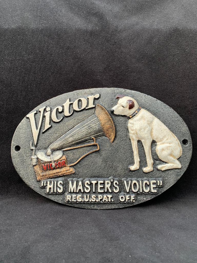 rRtro plaat , gietijzer , .His Master's Voice,, Ophalen of Verzenden, Audio en Video