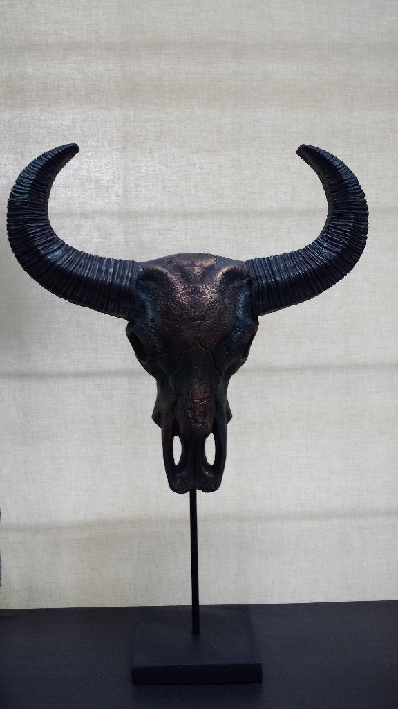 Replica BUFFELSCHEDEL in Brons kleur ~ Deco SKULL 55 cm hoog, Huis en Inrichting, Ophalen of Verzenden, Zo goed als nieuw, Meerkleurig