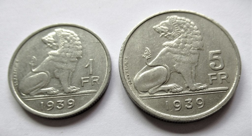 Belgie 1 - 5 francs 1939, Postzegels en Munten, Verzenden, België
