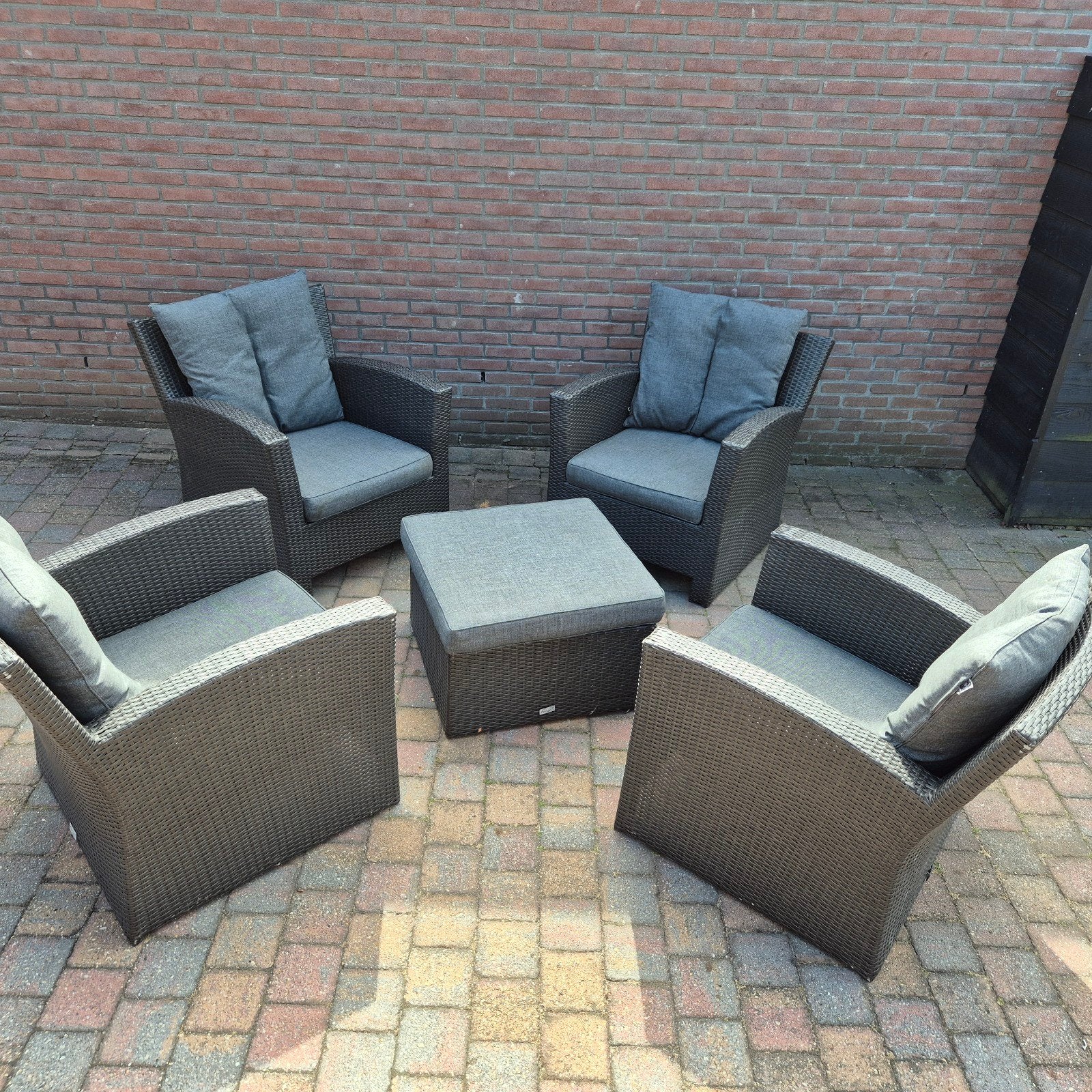 Forza Loungeset met 4 Stoelen en hocker, Ophalen, 4 zitplaatsen, Gebruikt, Rotan