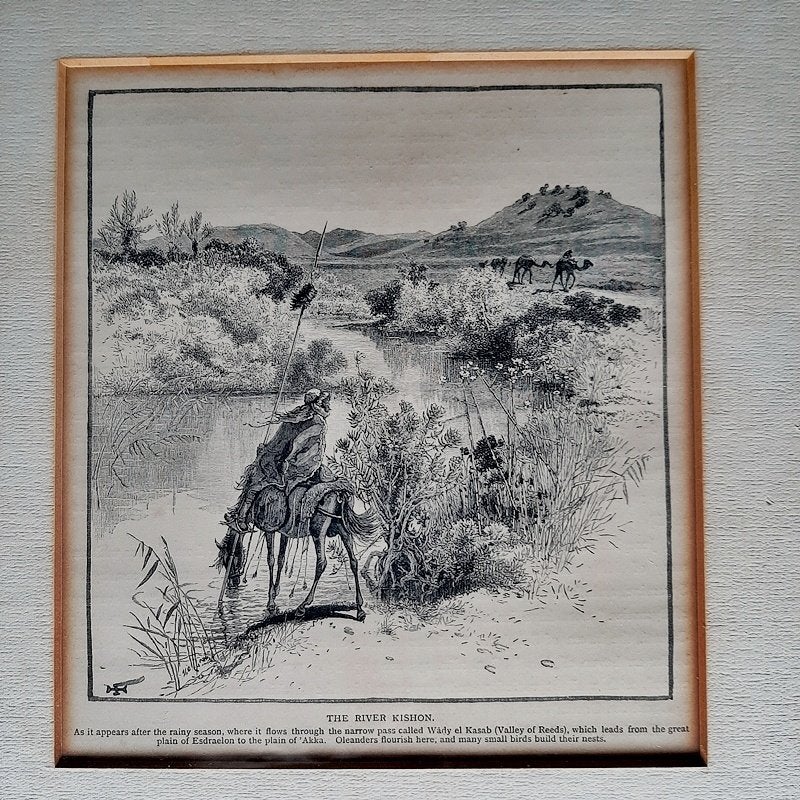 Ets The River Kishon, Ophalen of Verzenden, Landschap, Ets, 1800 - 1899
