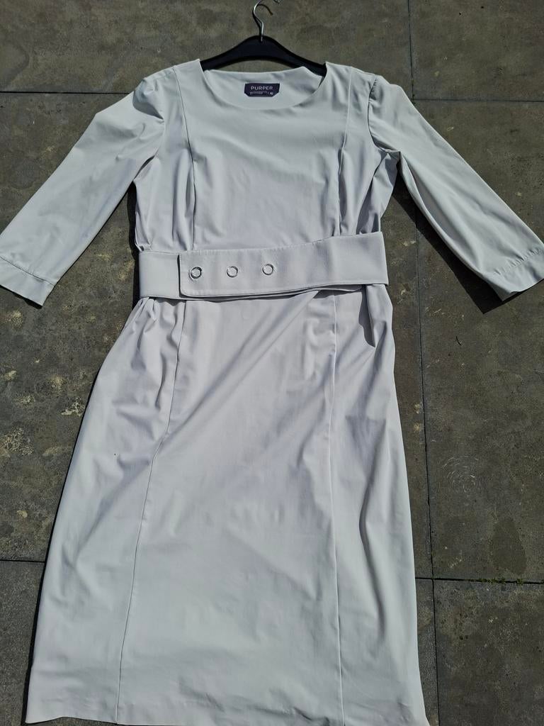 Purper travelstof jurk maat 40, lichtgrijs/off white, Purper, Ophalen of Verzenden