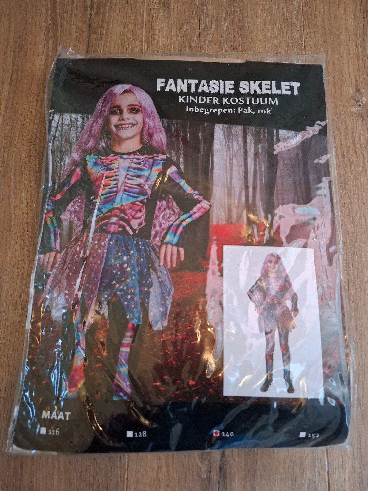 Fantasie skelet kinder halloween  kostuum - Maat 140, Ophalen of Verzenden, Nieuw, 134 t/m 140, Jongen of Meisje
