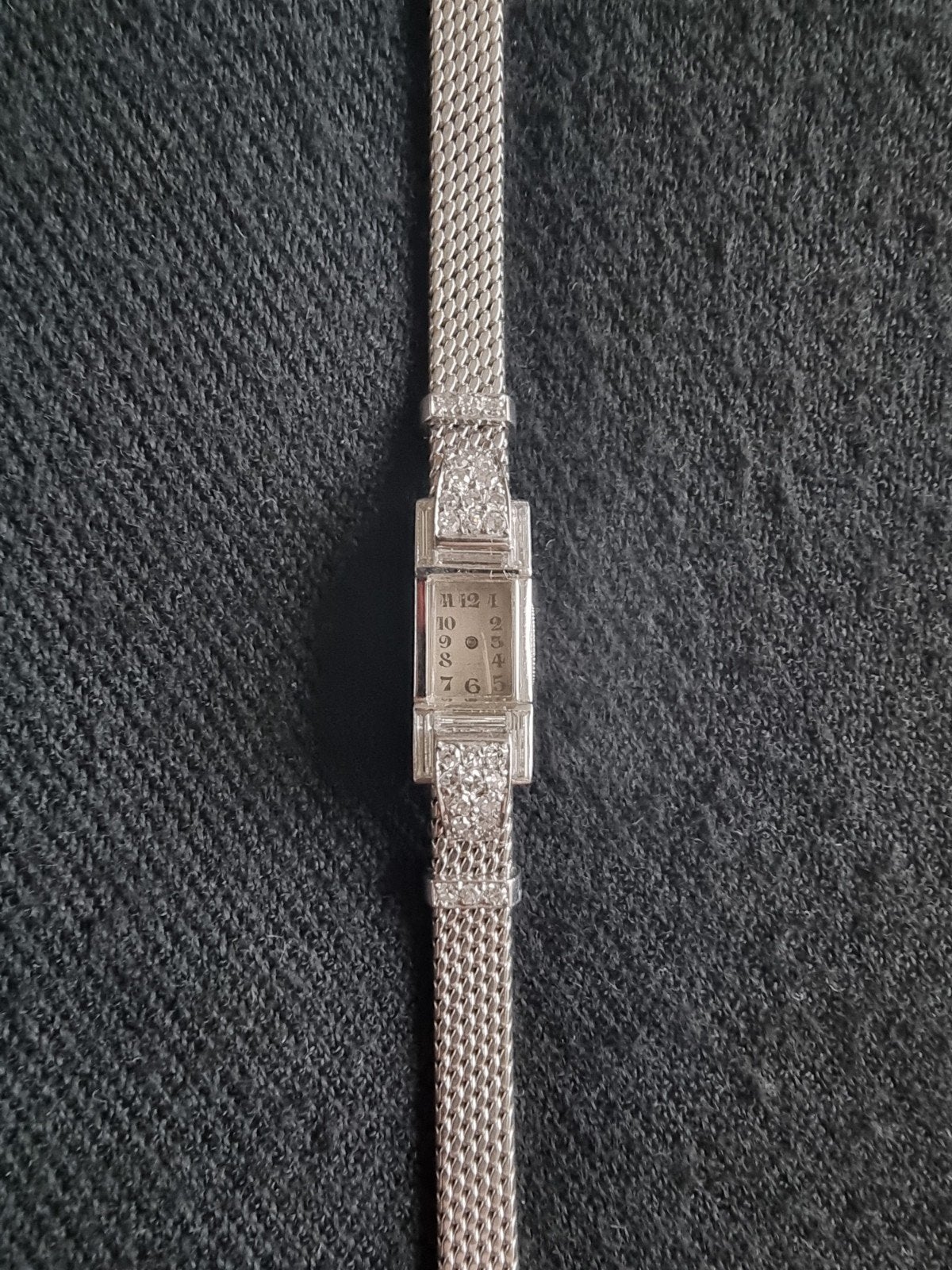 Boucheron art deco dameshorloge witgoud 750 platina diamant, Ophalen of Verzenden, Goud, Overige typen, Met edelsteen