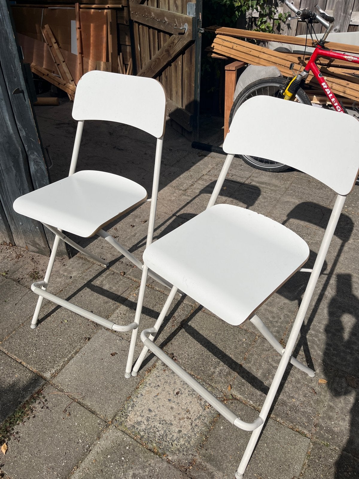 IKEA Inklapbare Barkrukken - Wit (2 stuks) Gratis, Ophalen, Gebruikt, 60 tot 90 cm, Hout