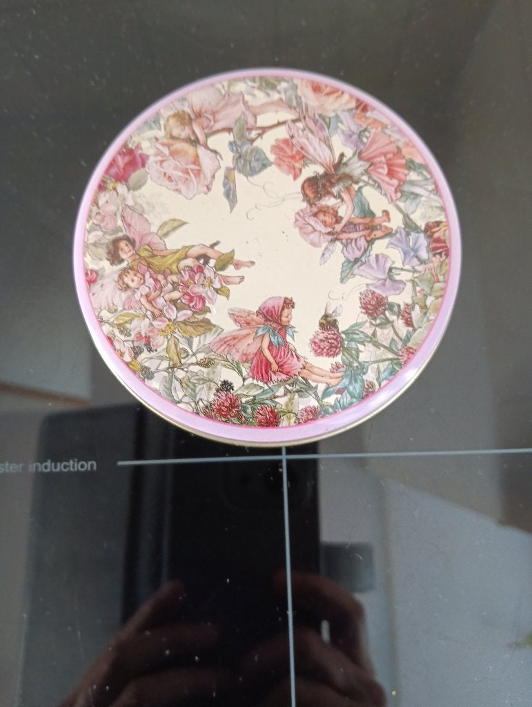 Onderzetters Flower Fairies in blikje. Cicely Mary Barker., Ophalen, Gebruikt, Glasonderzetter, Overige materialen