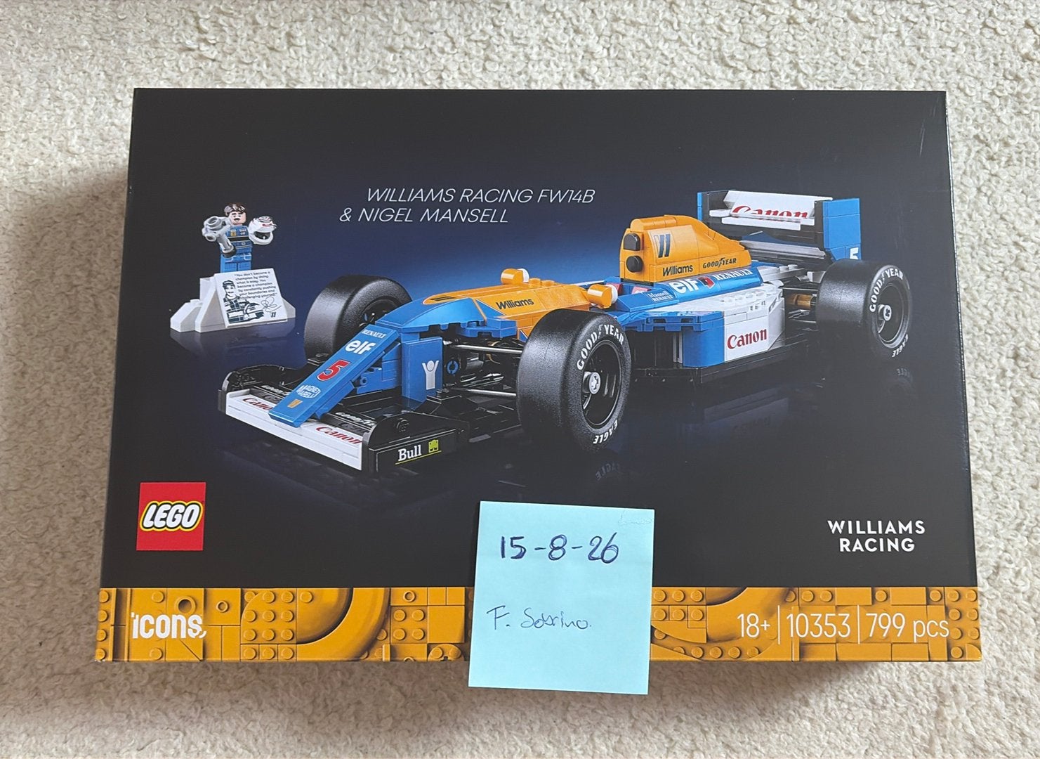 LEGO 10353 WIlliams Racing FW14B & Nigel Mansel, Lego, Nieuw, Ophalen of Verzenden, Compleet