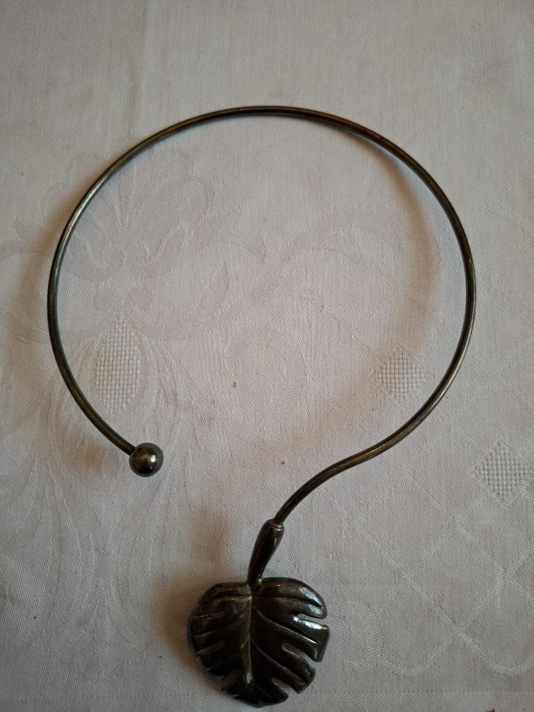 UBU Paris collier met herfstblad, Verzenden, Zilver, Ketting
