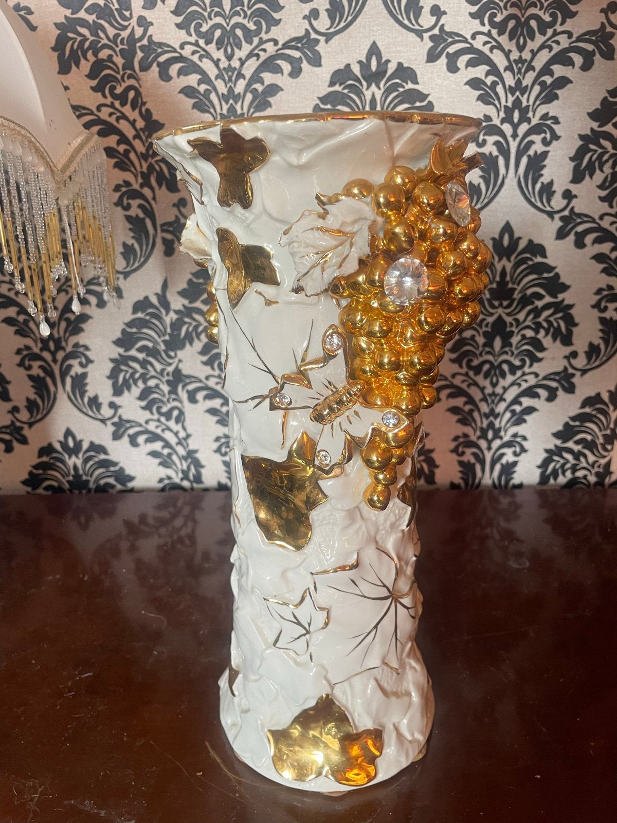 Decoratieve Vaas met Gouden Druiven en Strass, Ophalen