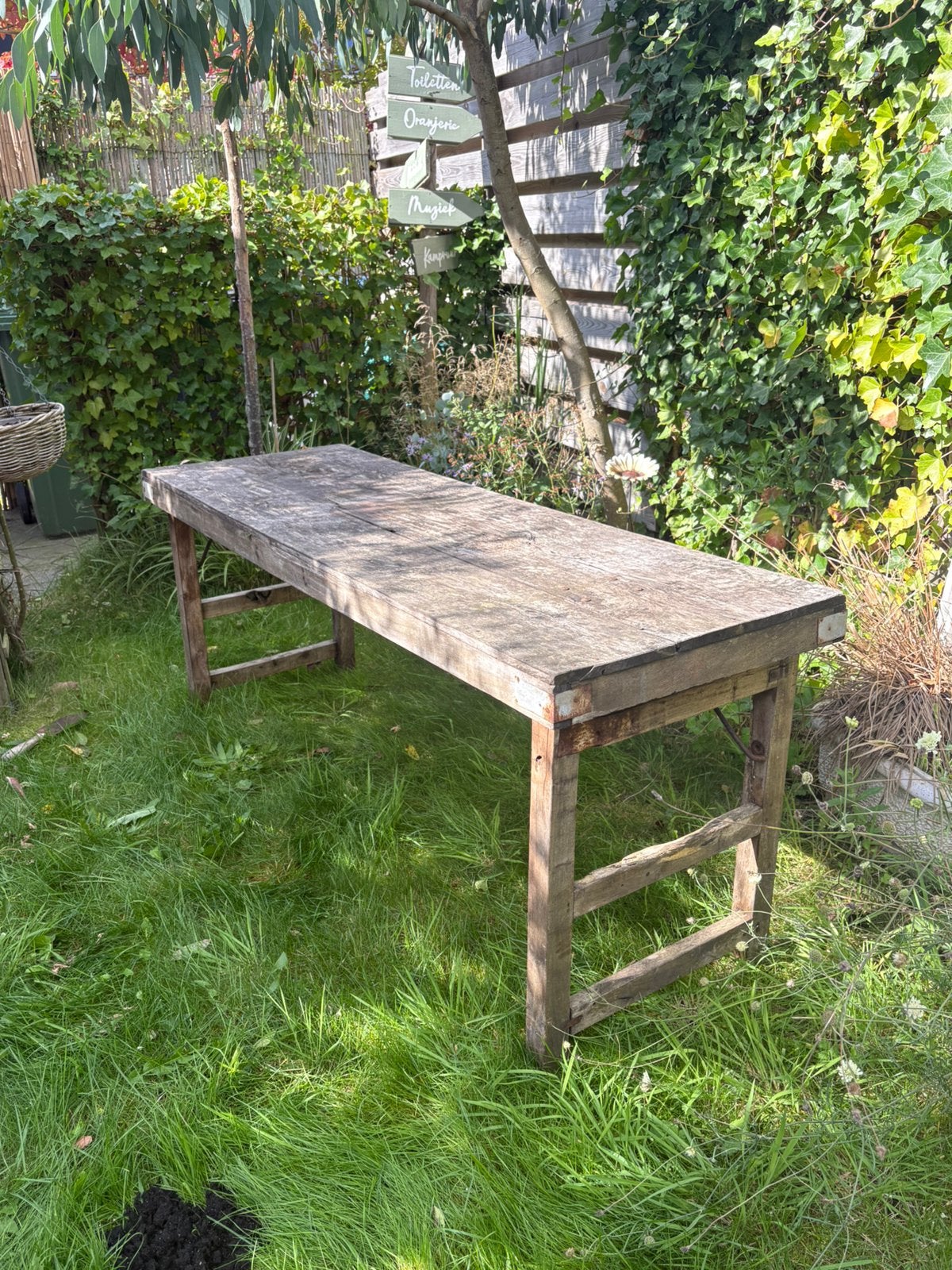 Indiaanse markttafel, Tuin en Terras, Ophalen, Gebruikt, Rechthoekig, Hout