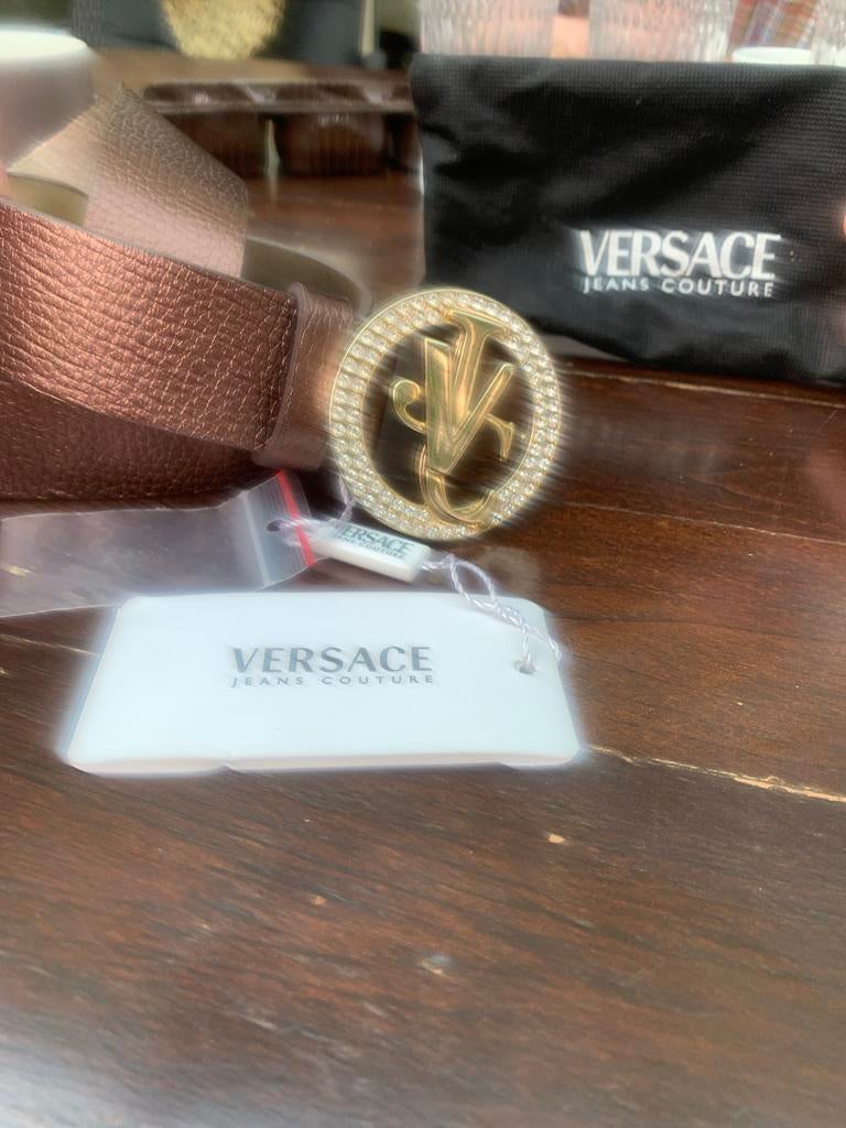 Versace Jeans Couture Riem met Strass Gesp - Nieuw, Ophalen of Verzenden, Zo goed als nieuw, Bruin