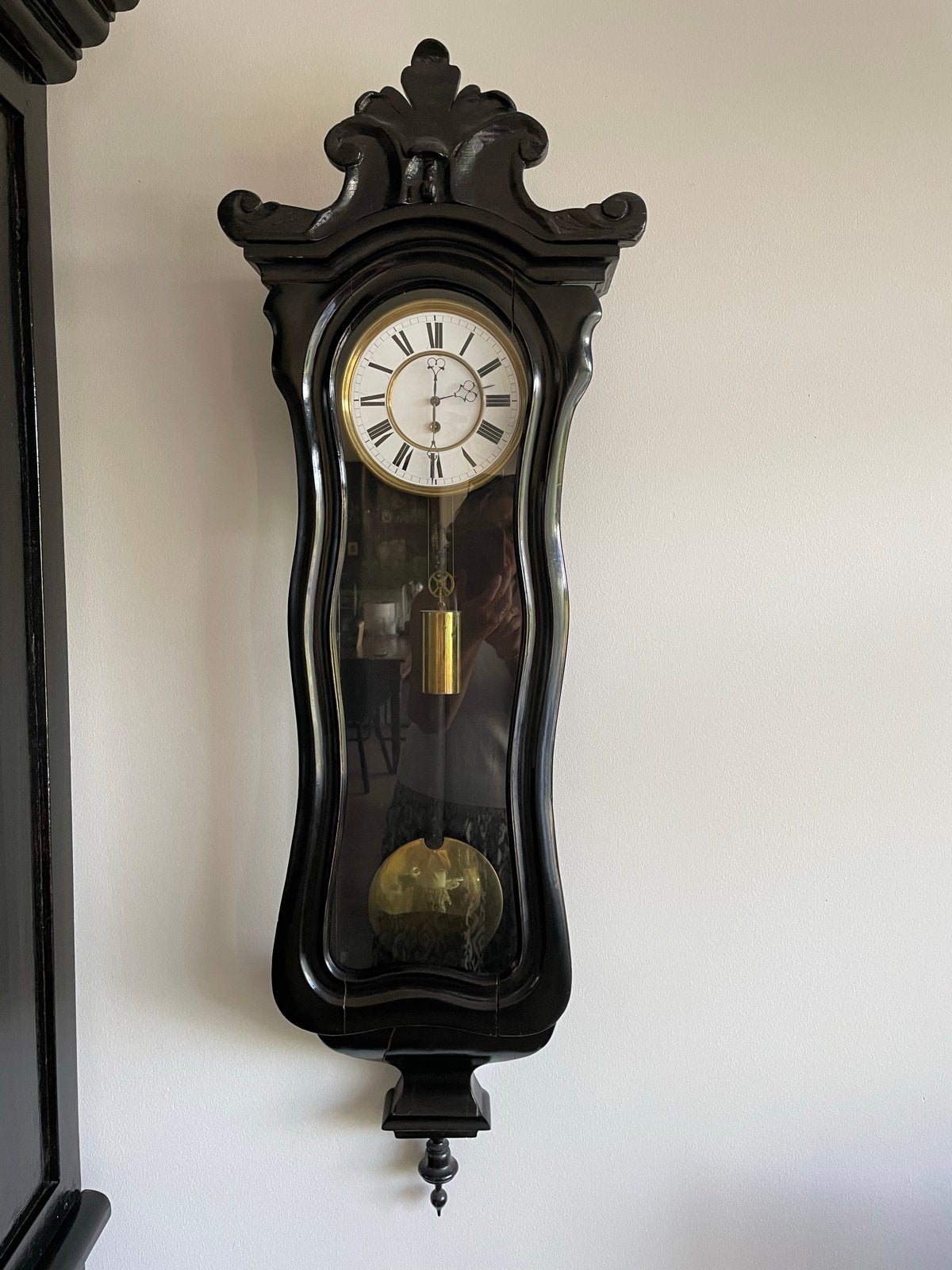 Antieke Regelateur Wandklok - Ebbenhout, circa 1880, Antiek en Kunst, Antiek | Klokken, Ophalen