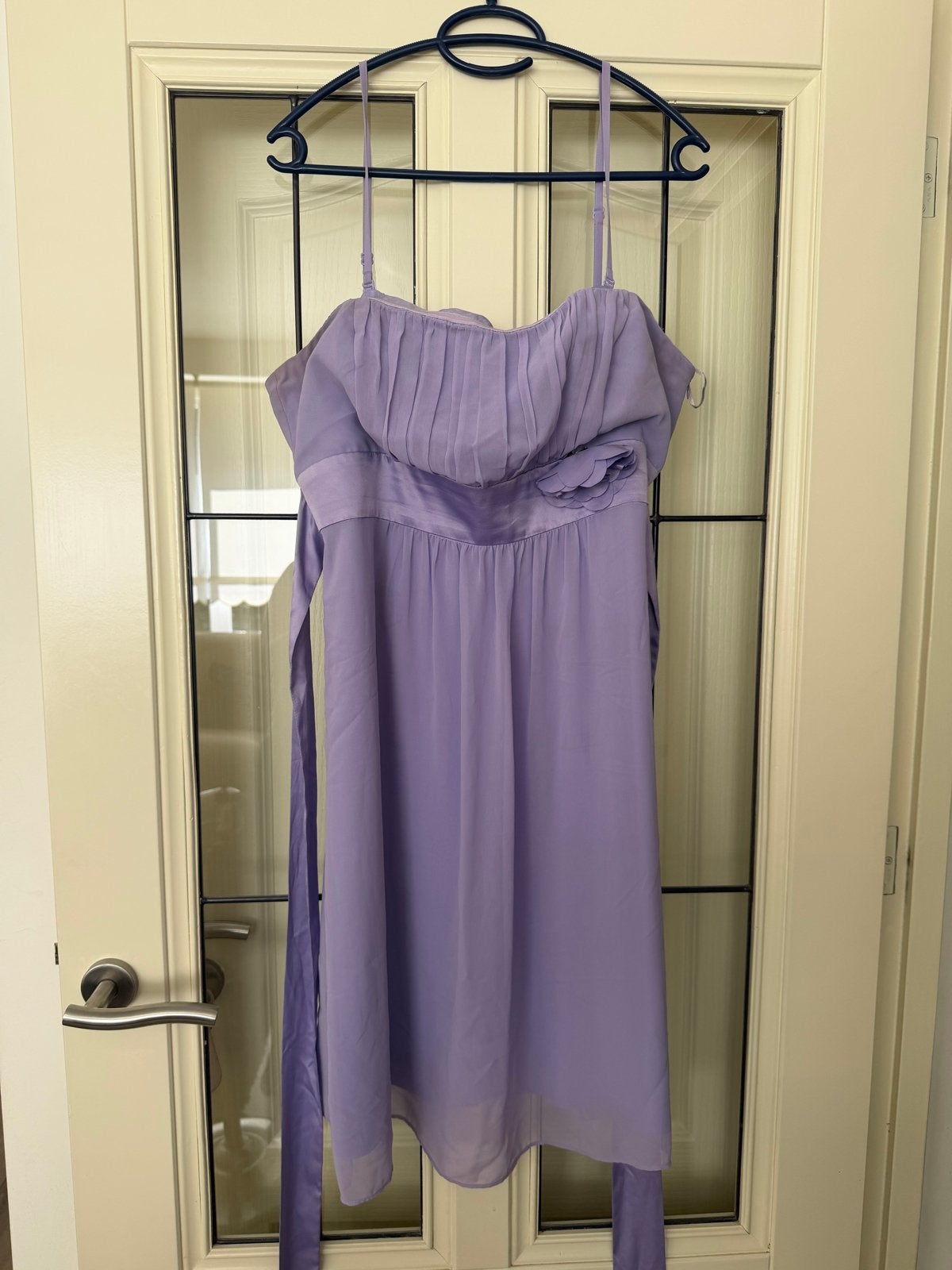 Esprit off-shoulder chiffon cocktailjurk maat 44, Ophalen, Paars, Maat 42/44 (L), Knielengte