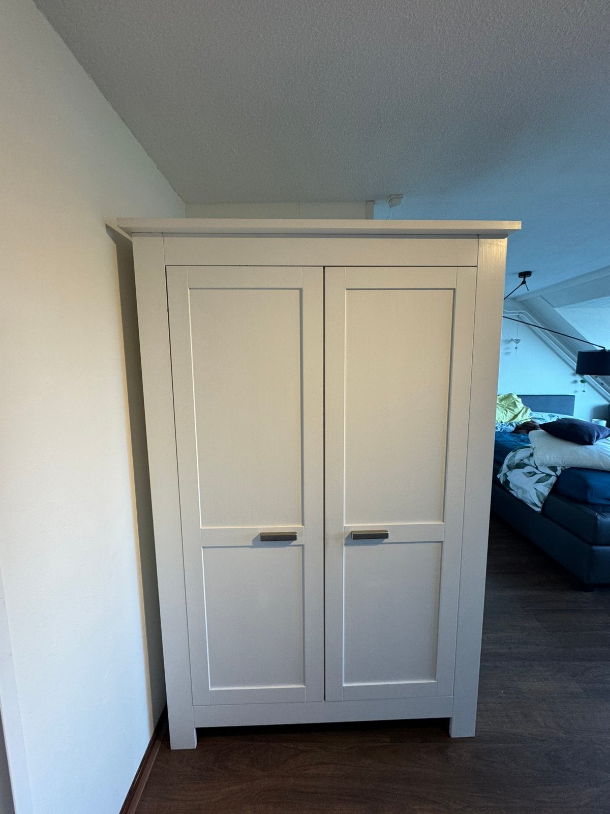 Kledingkast wit 200*130*60cm, Ophalen, Met deur(en), 100 tot 150 cm, Zo goed als nieuw