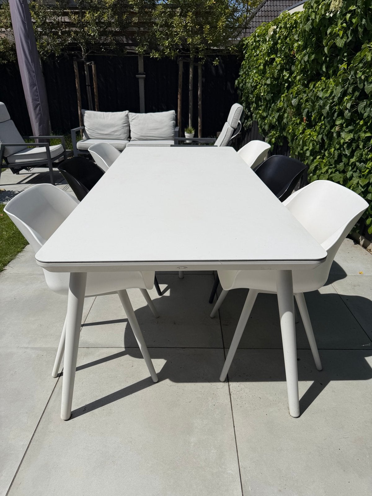Hartman tuinset met 6 stoelen en kussens, Ophalen, Kunststof, Gebruikt, Eettafel