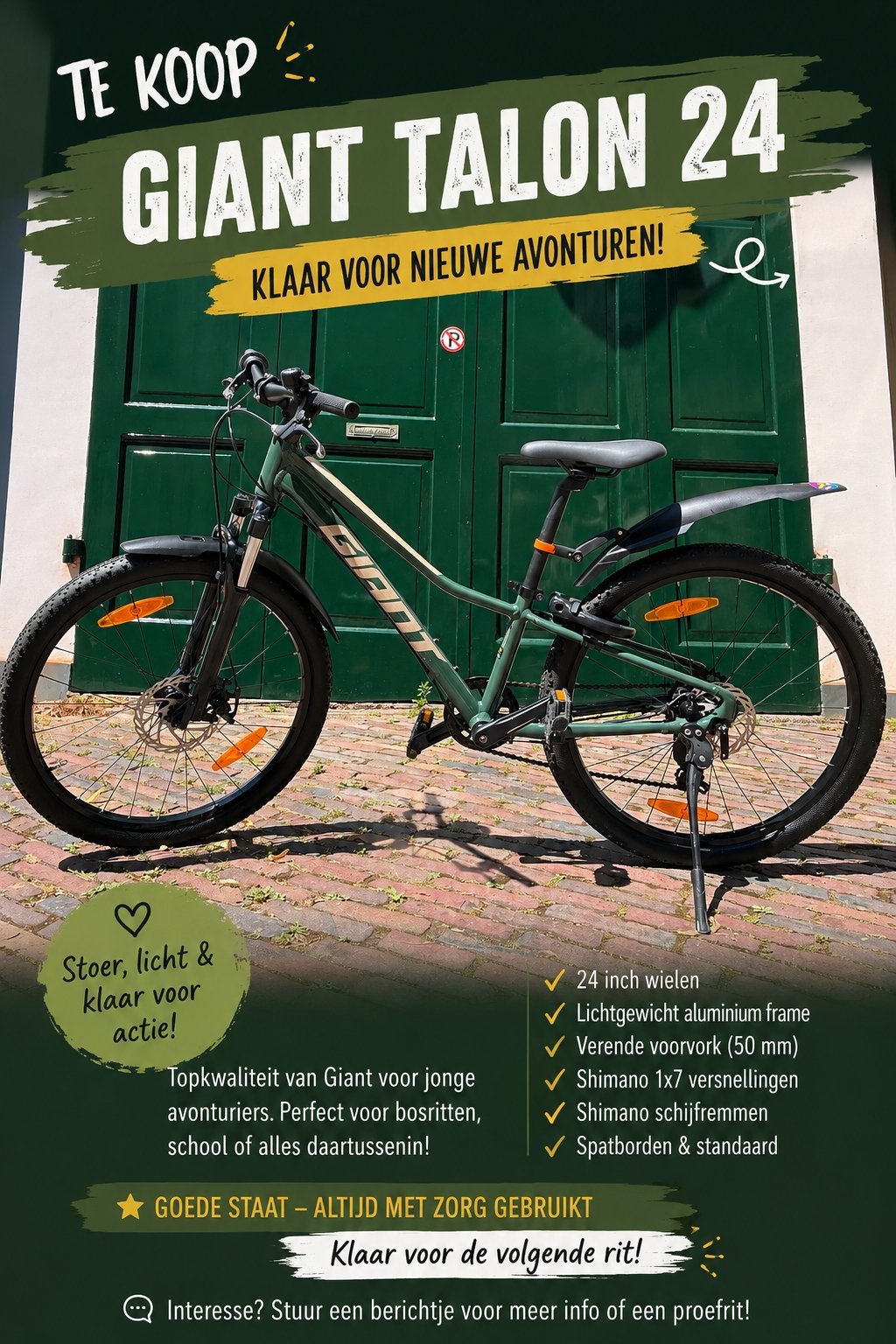 Giant Talon 24” Disc mountainbike (berijd(st)er: 125-150 cm), Fietsen en Brommers, Fietsen | Crossfietsen en BMX, Ophalen, Gebruikt