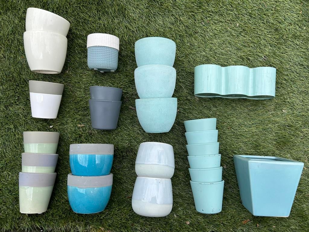 Diverse kleine bloempotjes, Tuin en Terras, Bloempotten, Ophalen, Gebruikt, Rond, Balkon