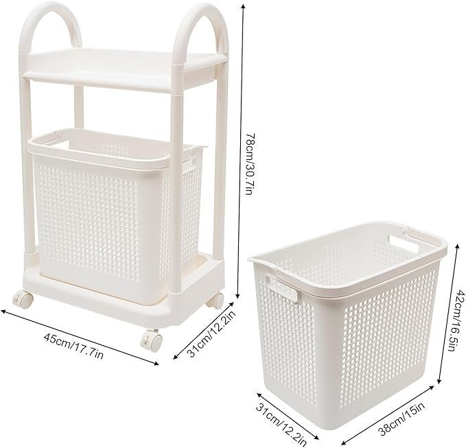 Wasmand rek wit op wieltjes, Ophalen of Verzenden, Nieuw