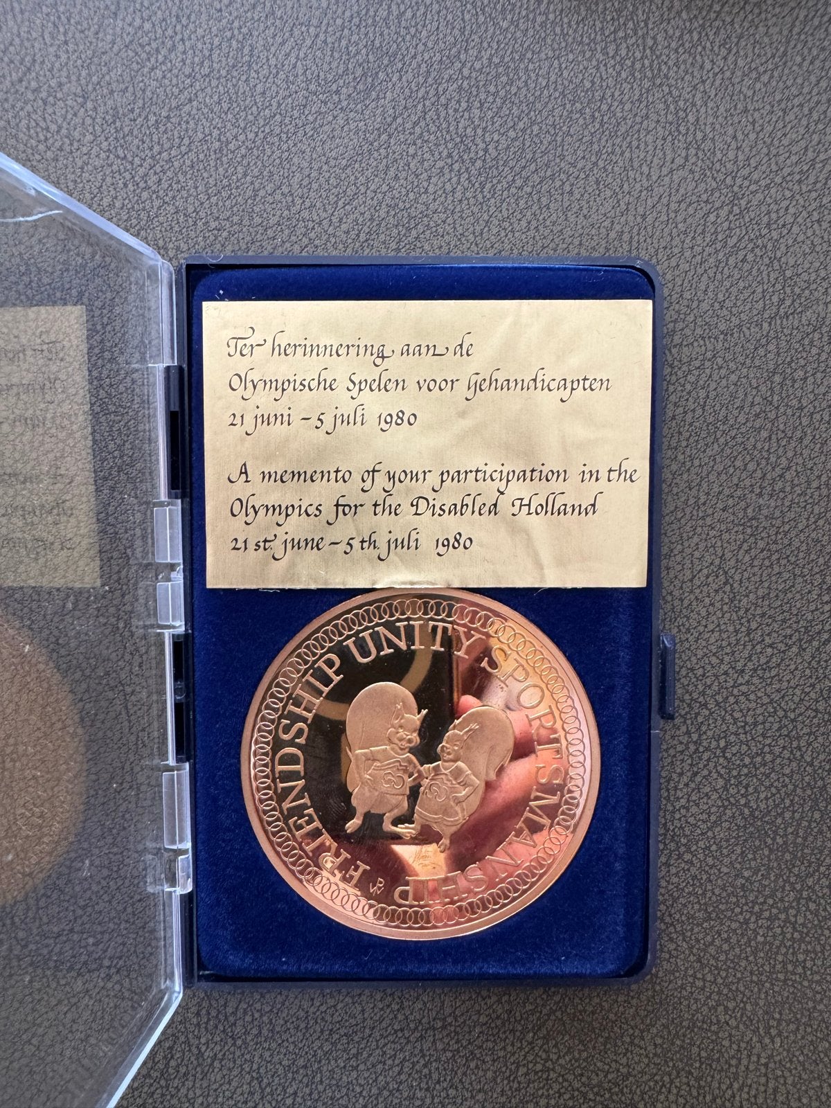 Olympische Spelen Gehandicapten Holland 1980 Medaille, Ophalen of Verzenden, Brons, Nederland