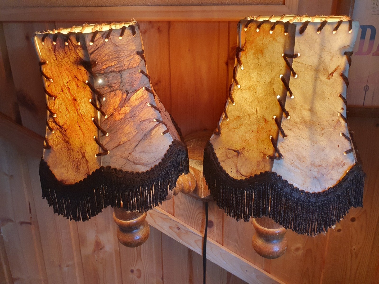 Vintage houten wandlamp, Ophalen of Verzenden