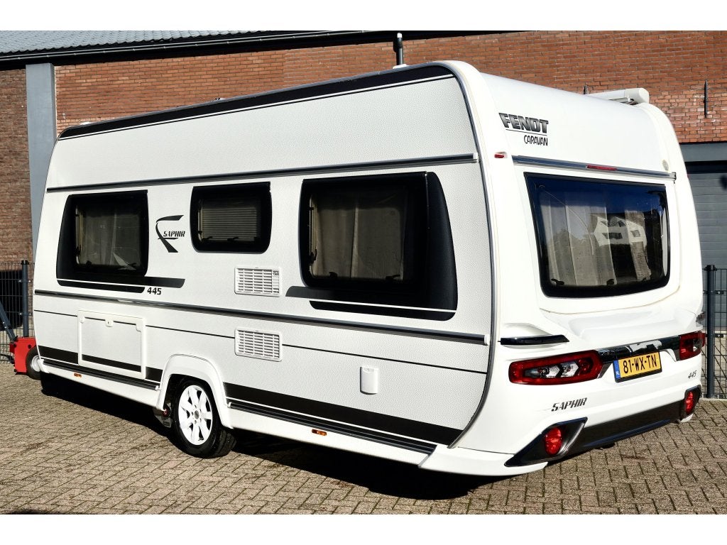 Fendt Saphir 445 SFB 2020 Mover Luifel Fietsrek Vol, Caravans en Kamperen, Dwarsbed, Rondzit, Bedrijf, Fietsenrek
