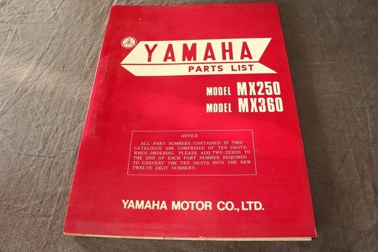 Yamaha MX250 MX360 1972 motorcycle parts list cross enduro, Motoren, Ophalen of Verzenden, Yamaha